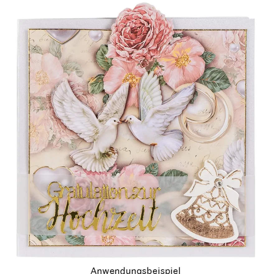 Stickerbogen "Handlettering Art", Hochzeit, gold, silber, weiß, 20cm x 23cm, 4 Bogen