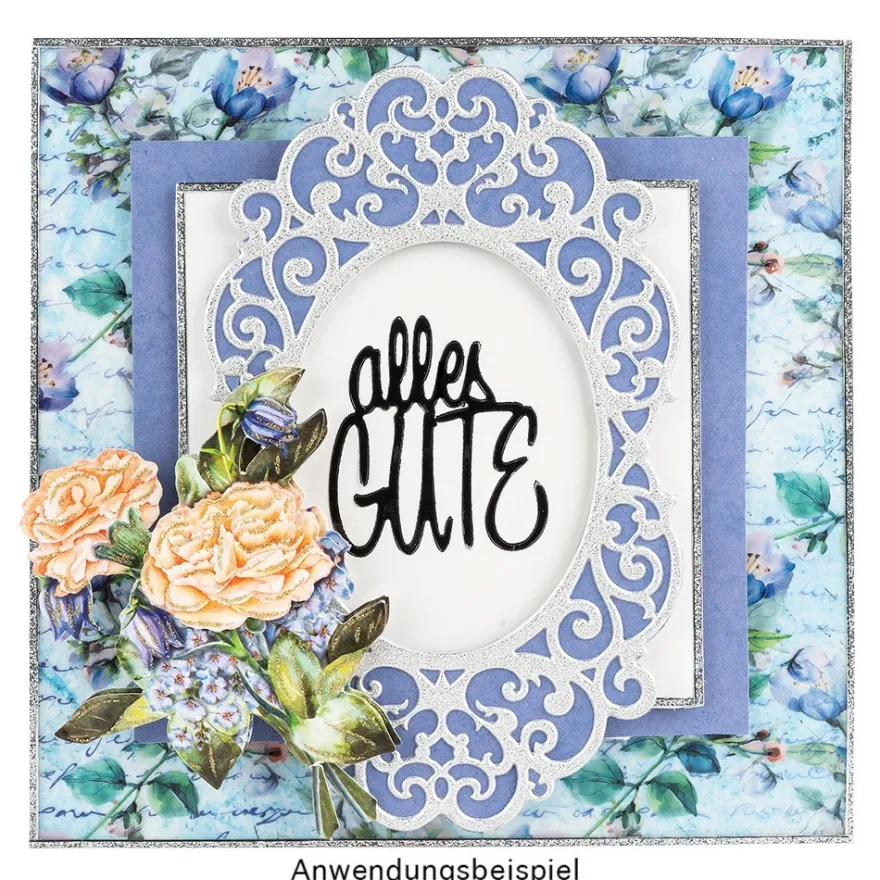 Stickerbogen "Handlettering Art", Gute Wünsche, gold, silber, weiß, 20cm x 23cm, 4 Bogen