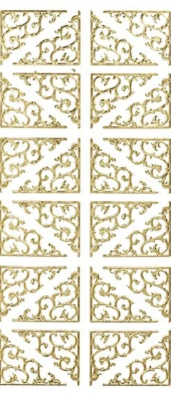 Stickerbogen, ornamentale Ecken, gold.