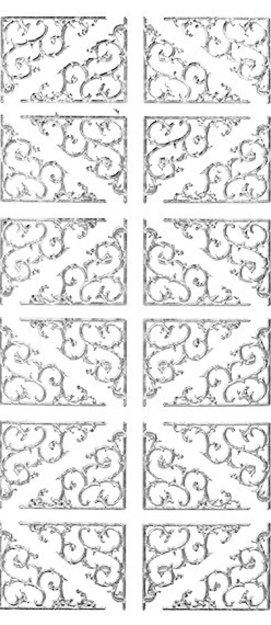 Stickerbogen, ornamentale Ecken, silber.