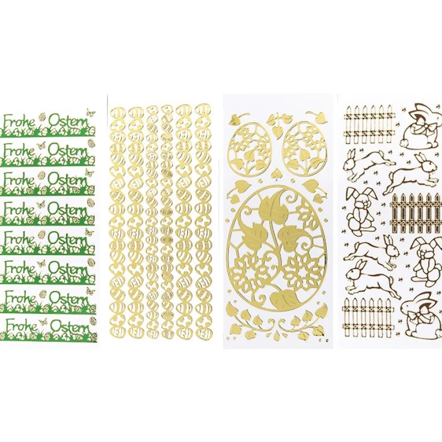 Stickerbogen, Ostern, Spiegelfolie, verschiedene Farben, 4 Stück