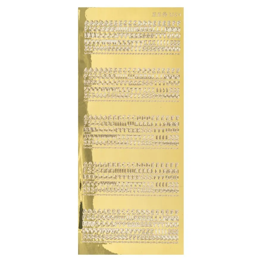 Sticker Buchstaben & Zahlen, Spiegelfolie, gold
