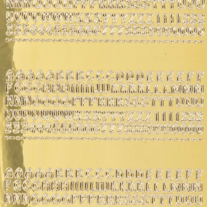 Sticker Buchstaben & Zahlen, Spiegelfolie, gold