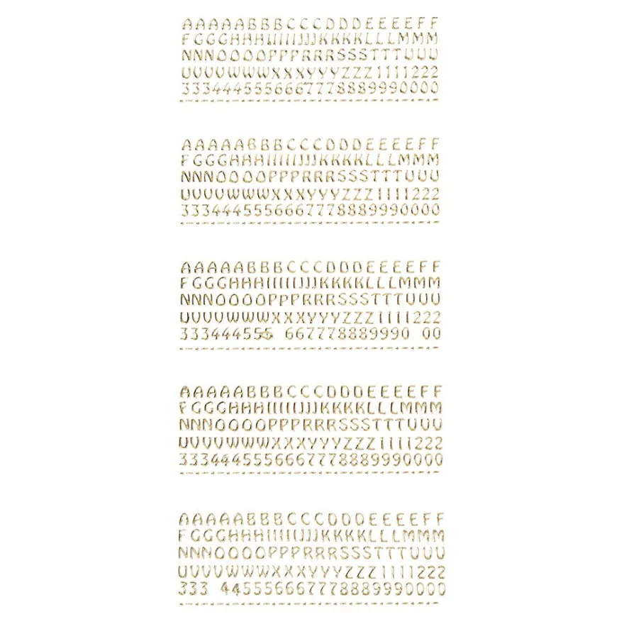 Sticker Buchstaben & Zahlen, Spiegelfolie, gold