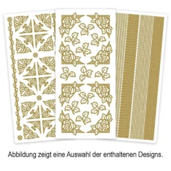 Sticker, Ecken & Bordüren, Perlmuttfolie, gold & silber, 20 Bogen