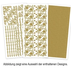 Sticker, Ecken & Bordüren, Perlmuttfolie, gold & silber, 20 Bogen