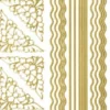 Sticker, Ecken mit Ornamenten, Linien und Wellenlinien, gold