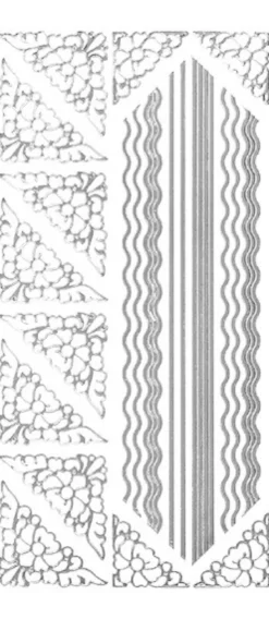 Sticker, Ecken mit Ornamenten, Linien und Wellenlinien, silber