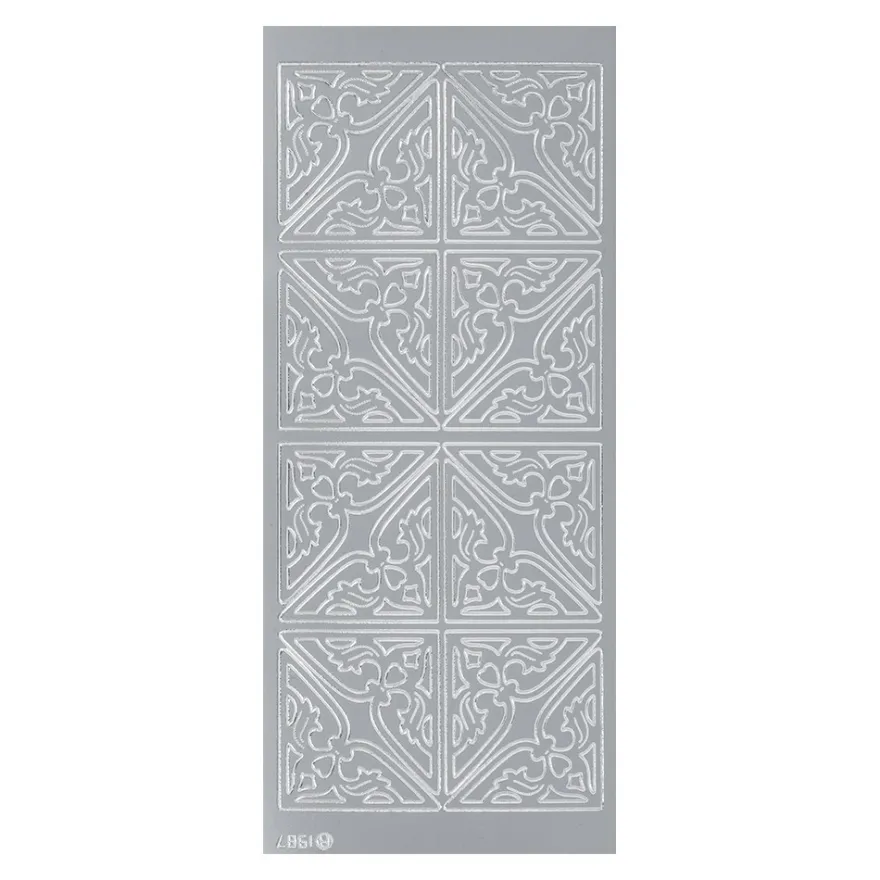 Sticker, Ecken 4, Perlmuttfolie, silber