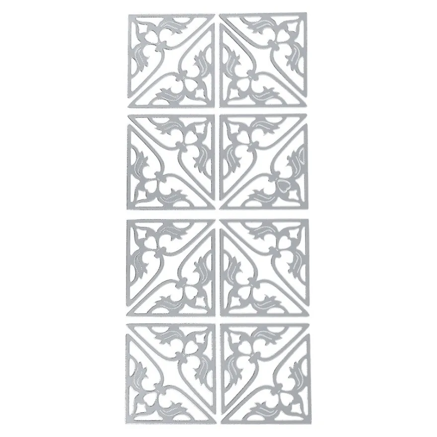 Sticker, Ecken 4, Perlmuttfolie, silber