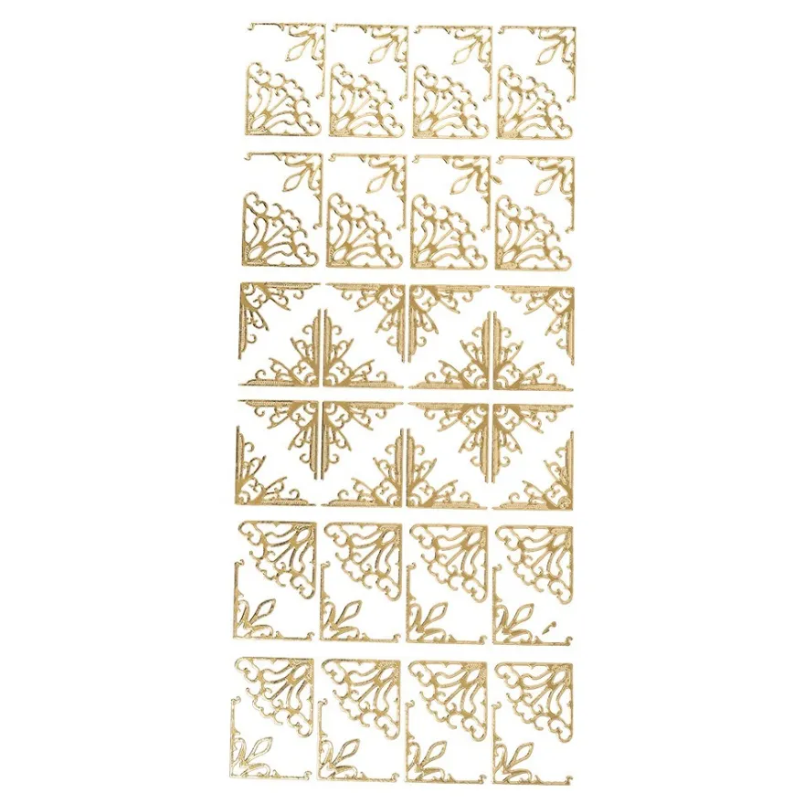 Sticker, Ecken 1, 3 verschiedene Designs, Perlmuttfolie, gold