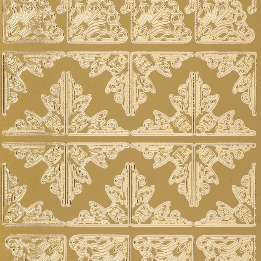 Sticker, Ecken 1, 3 verschiedene Designs, Perlmuttfolie, gold