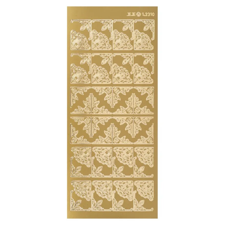 Sticker, Ecken 1, 3 verschiedene Designs, Perlmuttfolie, gold