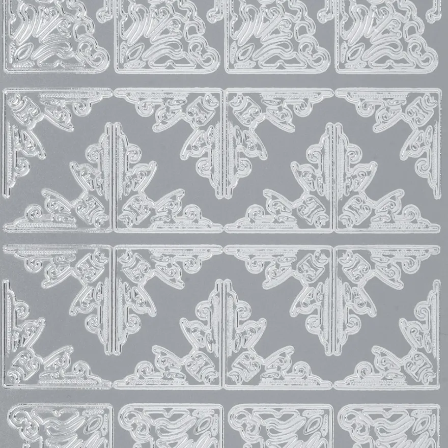 Sticker, Ecken 1, 3 verschiedene Designs, Perlmuttfolie, silber