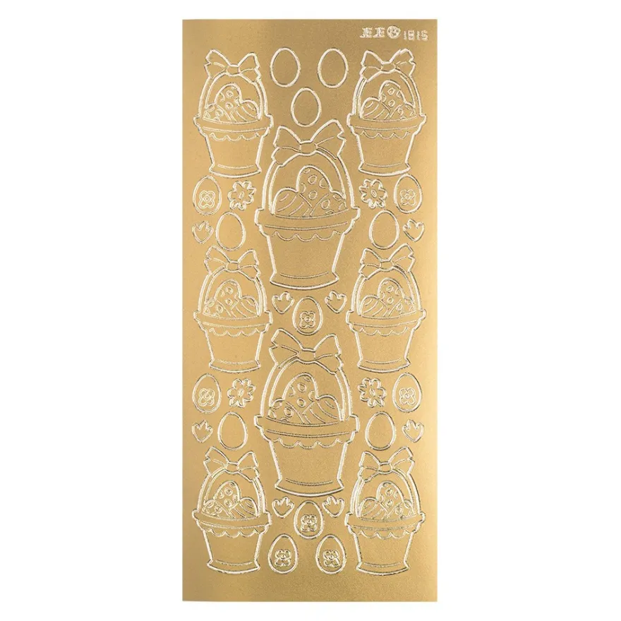 Sticker Eimer mit Ostereiern, gold
