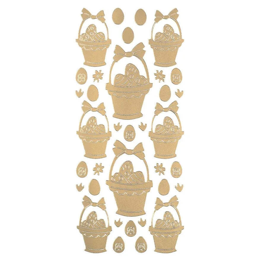 Sticker Eimer mit Ostereiern, gold
