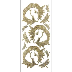 Sticker, Einhörner & Libellen, Perlmuttfolie, gold