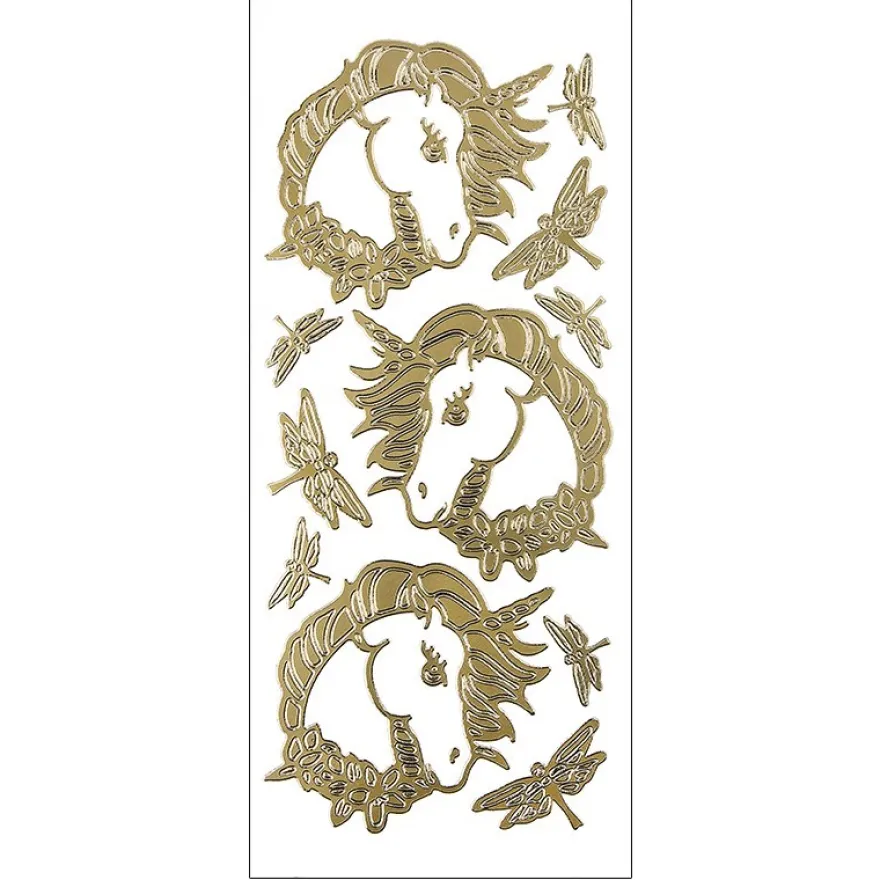 Sticker, Einhörner & Libellen, Perlmuttfolie, gold