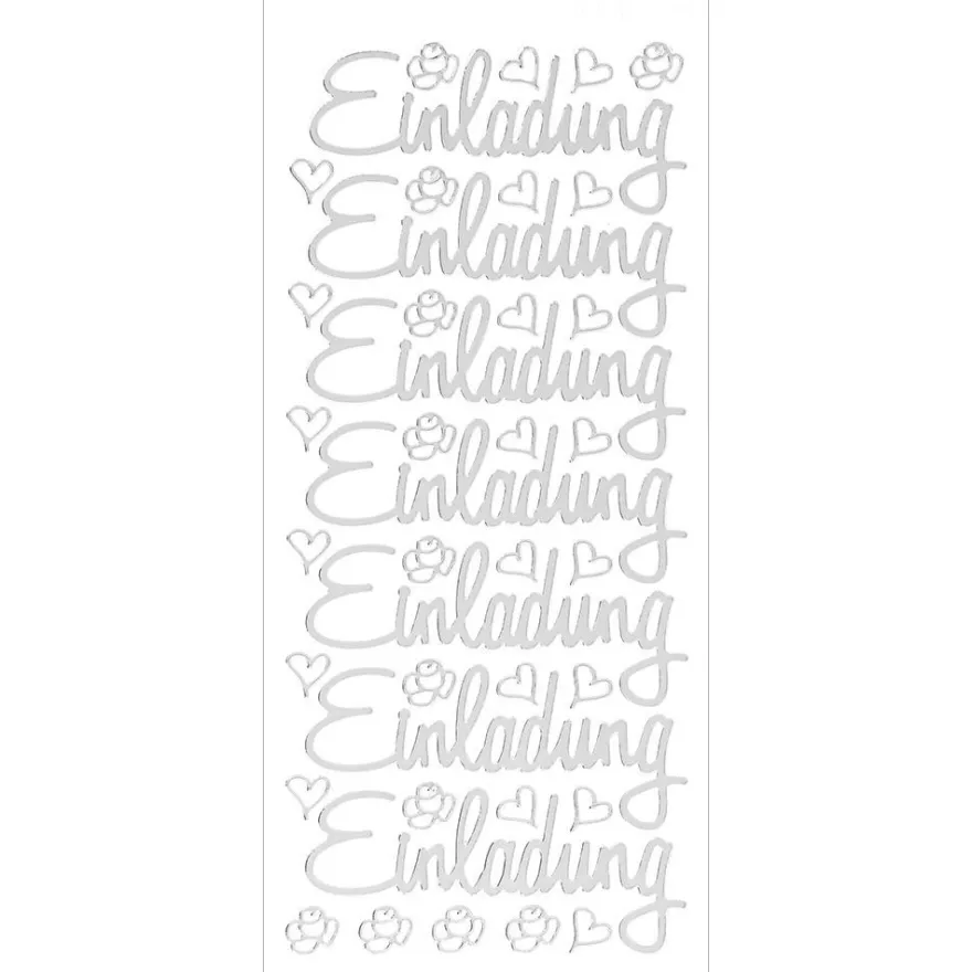 Sticker, Einladung, Spiegelfolie silber