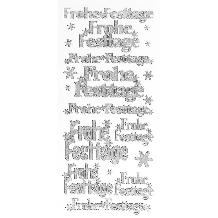 Sticker, Frohe Festtage, Diamantfolie, silber