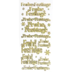 Sticker, Frohe Festtage, Diamantfolie, gold