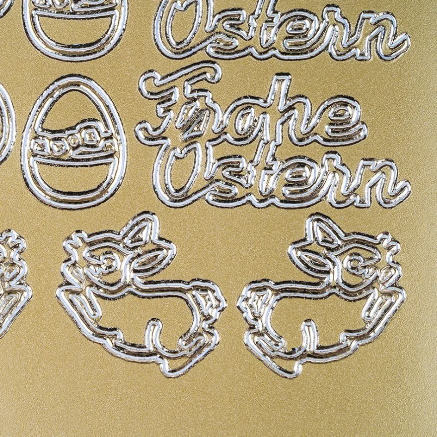 Sticker Frohe Ostern, Perlmuttfolie, gold