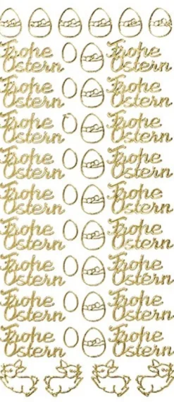 Sticker Frohe Ostern, Perlmuttfolie, gold