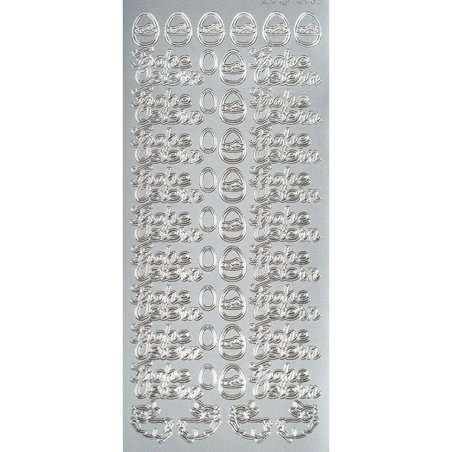 Sticker Frohe Ostern, Perlmuttfolie, silber