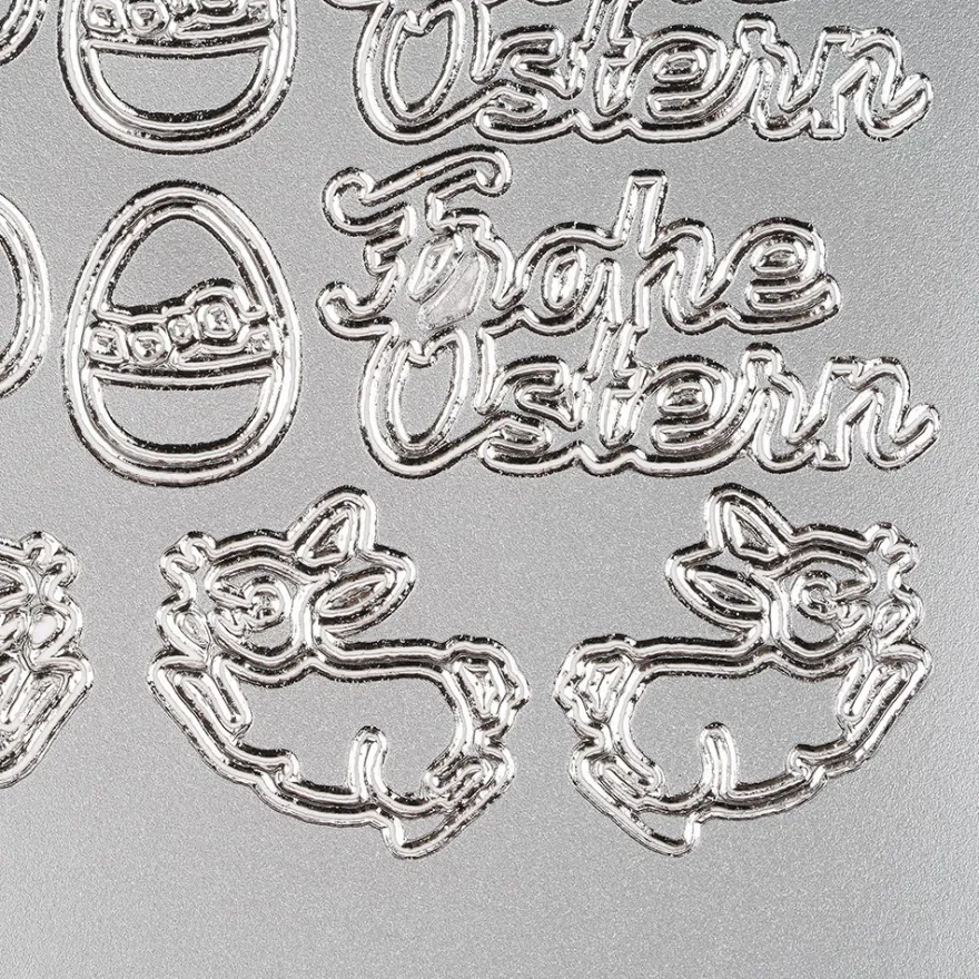 Sticker Frohe Ostern, Perlmuttfolie, silber