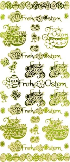 Sticker, Frohe Ostern, Spiegelfolie, grün