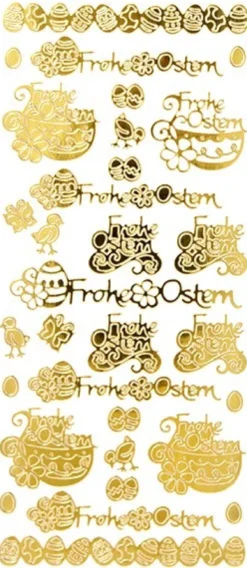 Sticker, Frohe Ostern, Spiegelfolie, gold