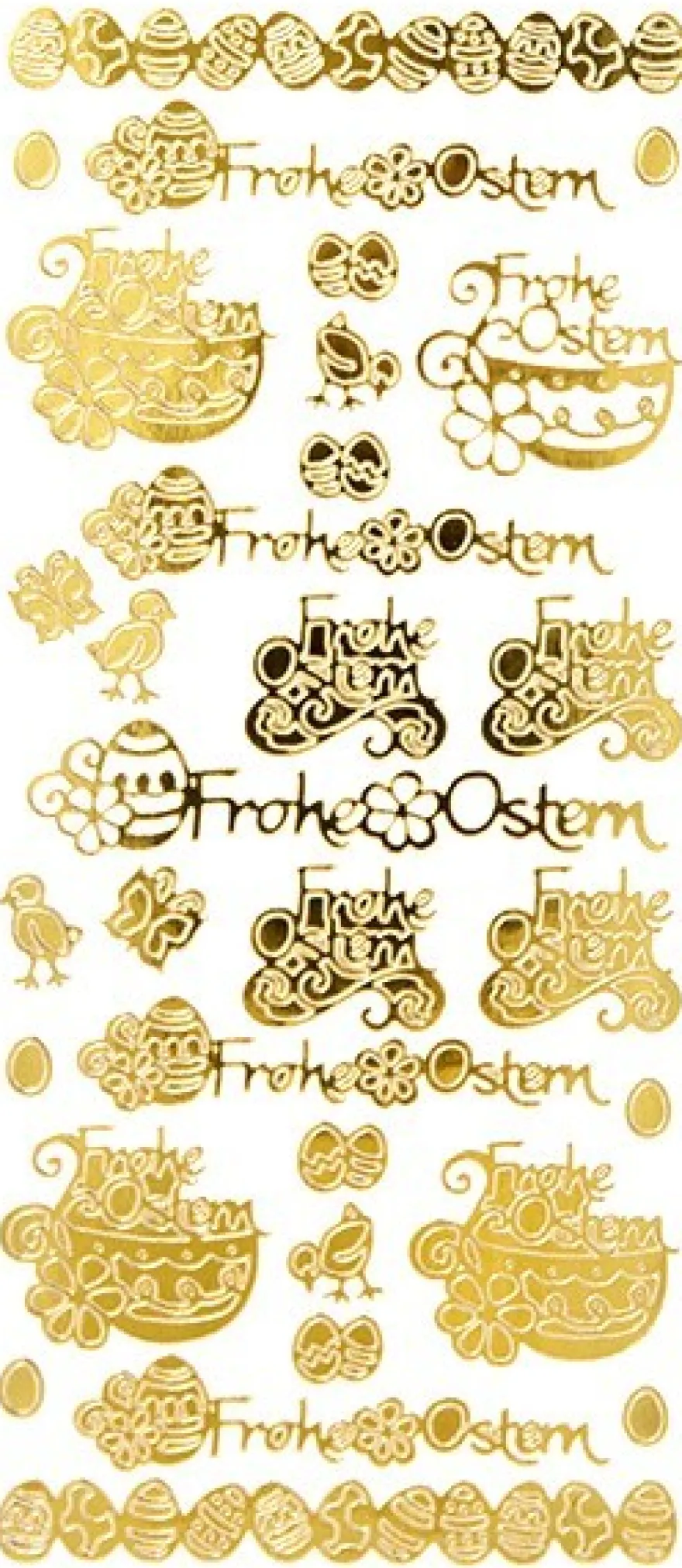 Sticker, Frohe Ostern, Spiegelfolie, gold