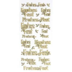 Sticker, Frohes Fest, Diamantfolie, gold