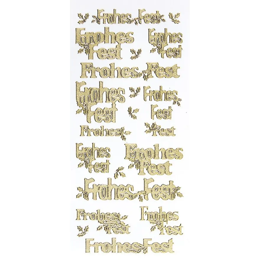 Sticker, Frohes Fest, Diamantfolie, gold