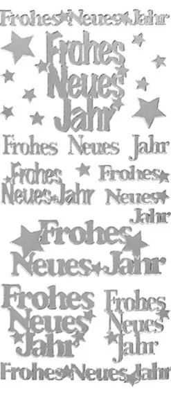 Sticker Frohes Neues Jahr, silber