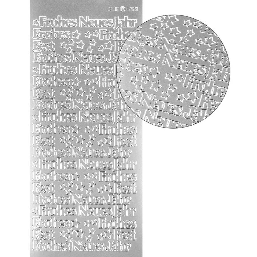 Sticker, Frohes Neues Jahr, silber
