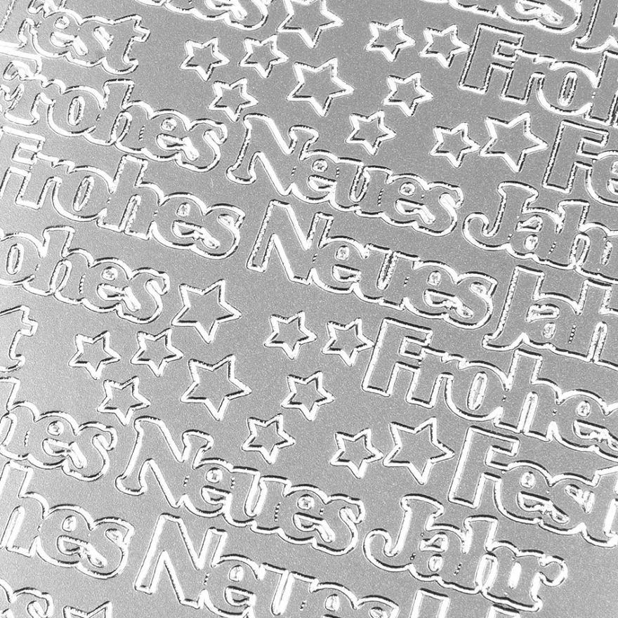 Sticker, Frohes Neues Jahr, silber