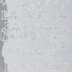 Sticker Frohes Neues Jahr, Spiegelfolie, silber