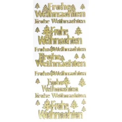 Sticker, Frohe Weihnachten, Diamantfolie, gold