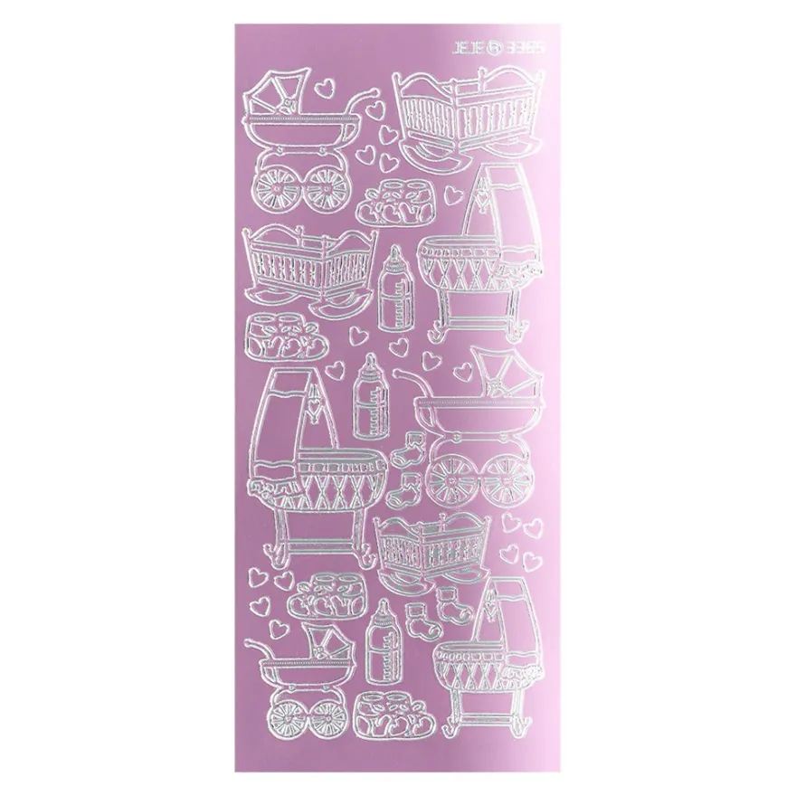 Sticker, Geburt, Spiegelfolie, rosa