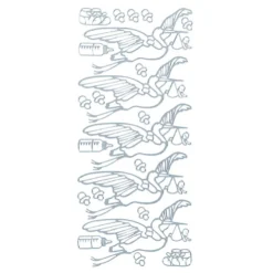 Sticker, Geburt/Storch, Spiegelfolie, hellblau