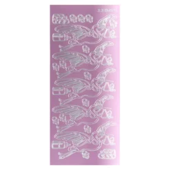 Sticker, Geburt/Storch, Spiegelfolie, rosa
