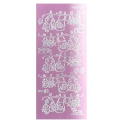 Sticker, Geburt/Wäscheleine, Spiegelfolie, rosa