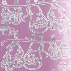 Sticker, Geburt/Wäscheleine, Spiegelfolie, rosa