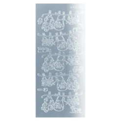 Sticker, Geburt/Wäscheleine, Spiegelfolie, hellblau