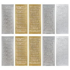 Sticker, Glückwünsche 4, Perlmutt- und spiegelfolie, gold und silber, 5 Designs, 10 Bogen