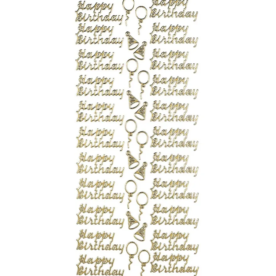 Sticker, Happy Birthday, gold