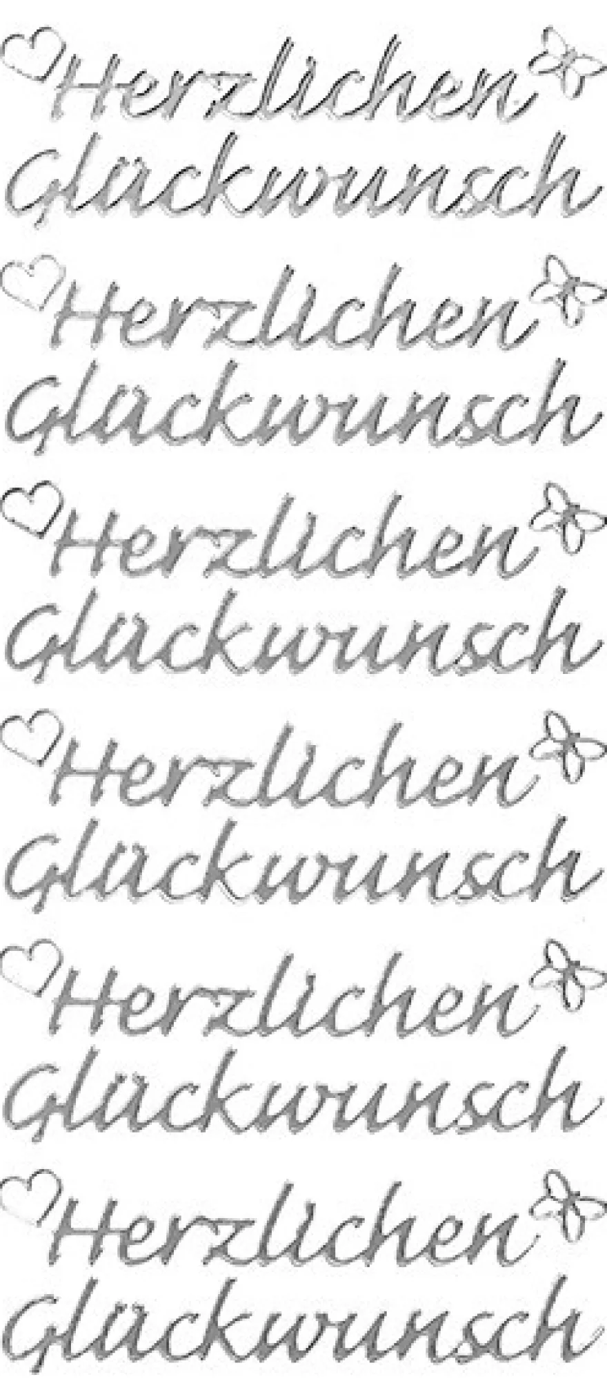 Sticker, Herzlichen Glückwunsch, Perlmuttfolie, silber