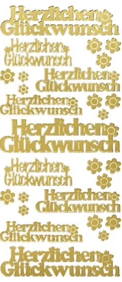Sticker, Herzlichen Glückwunsch, gold