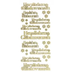 Sticker, Herzlichen Glückwunsch, Diamantfolie, gold